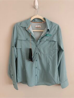 NWT Orvis Open Air Caster Shirt Blue Long Sleeve Outdoor Performance Women’s XS
